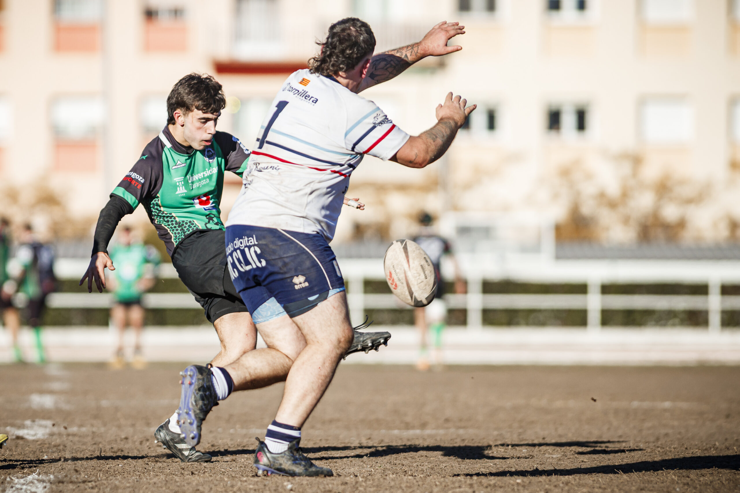 Fotos de rugby masculino correspondientes al partido de la jornada 11 de la Liga Aragonesa entre el CEFA Unizar y el Fénix.