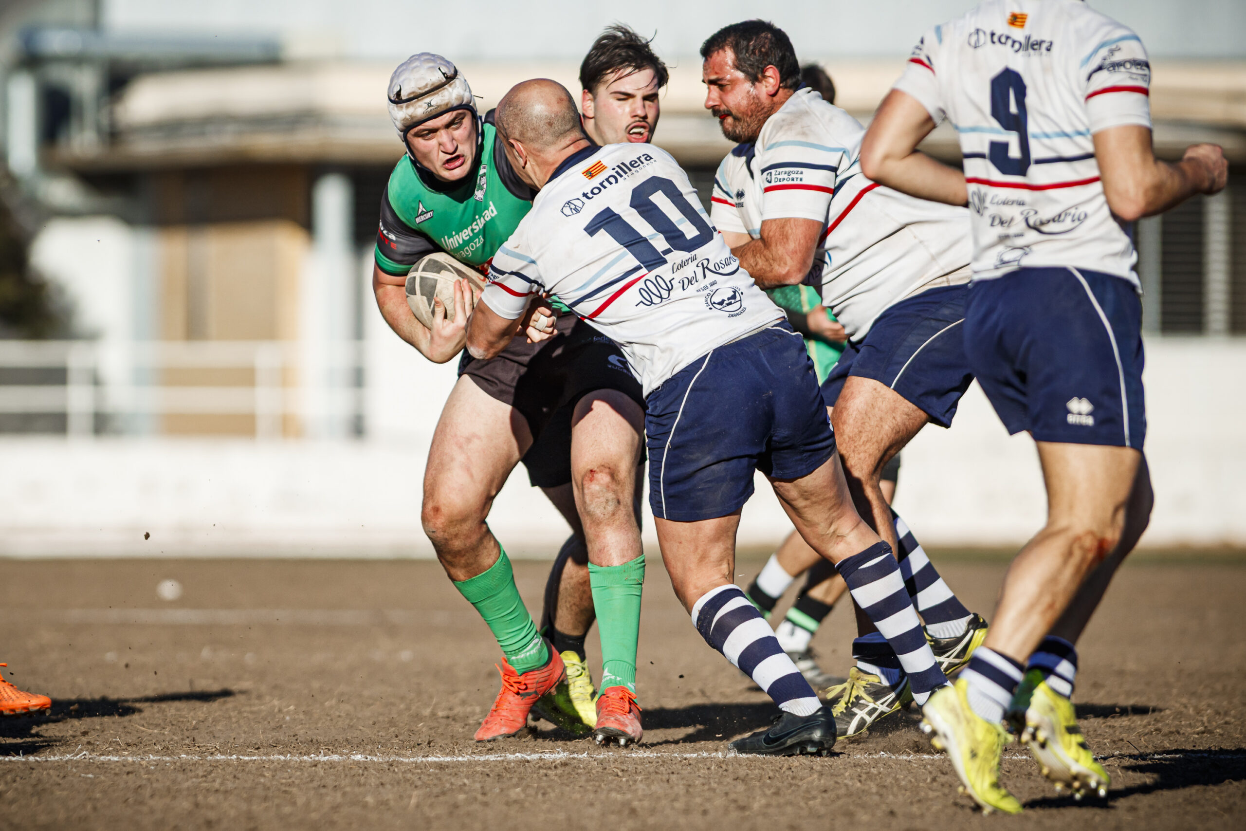 Fotos de rugby masculino correspondientes al partido de la jornada 11 de la Liga Aragonesa entre el CEFA Unizar y el Fénix.