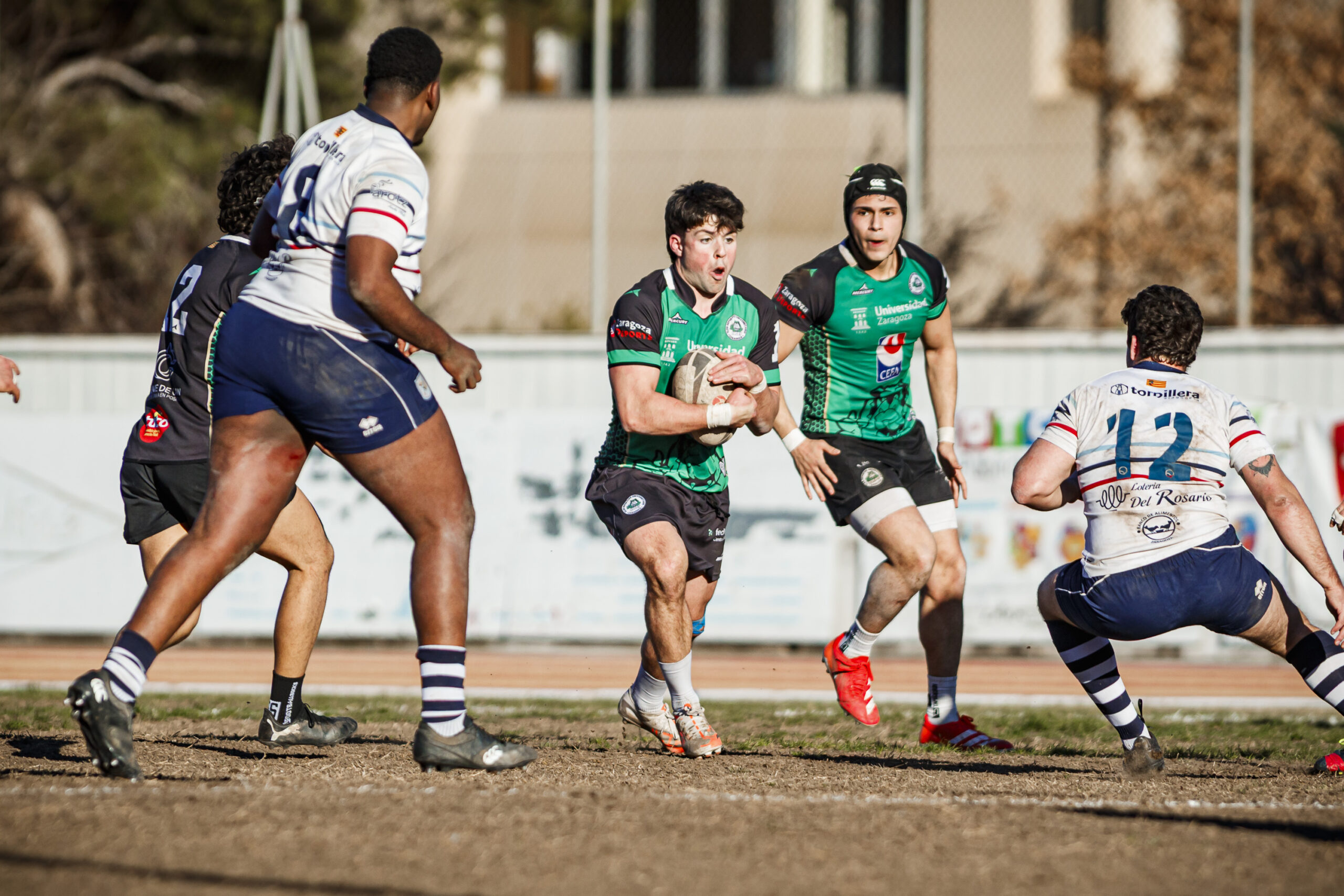 Fotos de rugby masculino correspondientes al partido de la jornada 11 de la Liga Aragonesa entre el CEFA Unizar y el Fénix.