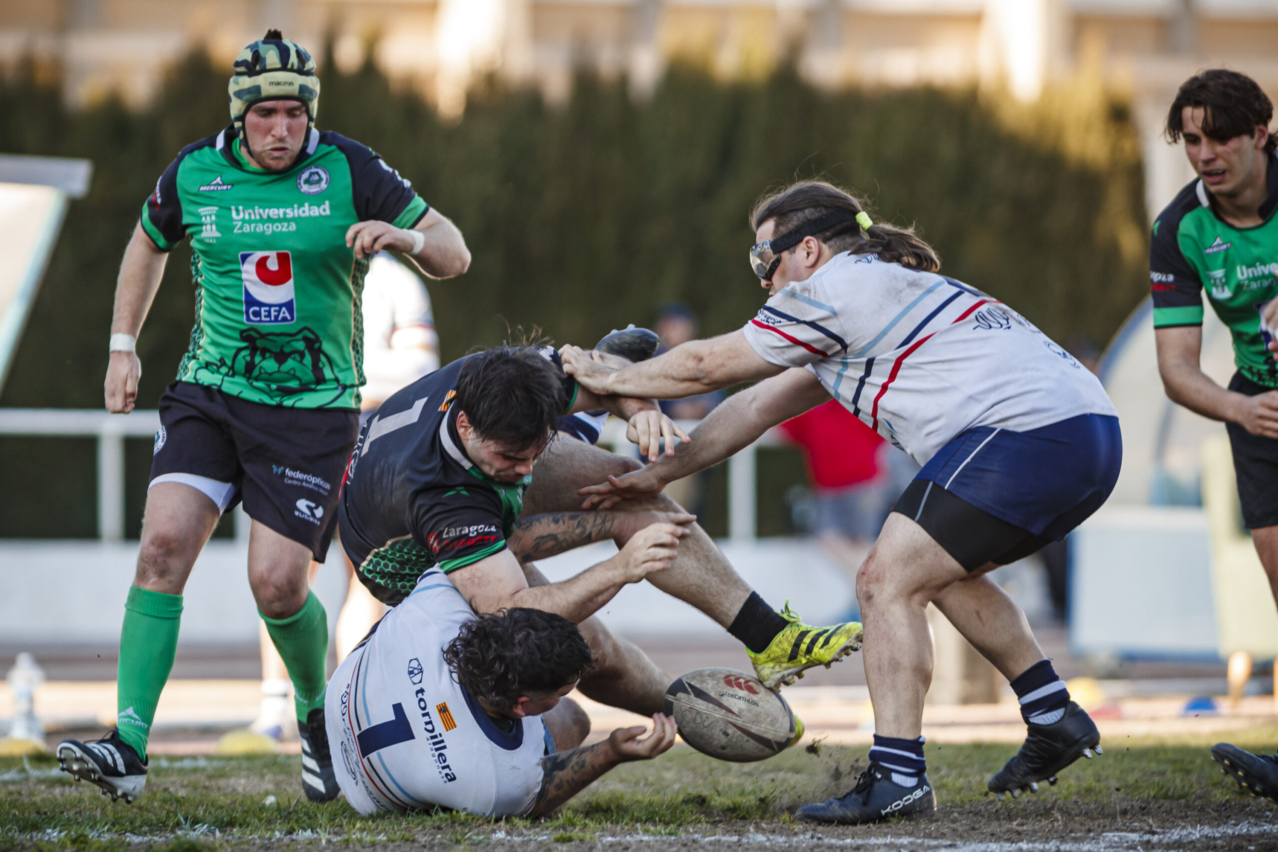 Fotos de rugby masculino correspondientes al partido de la jornada 11 de la Liga Aragonesa entre el CEFA Unizar y el Fénix.