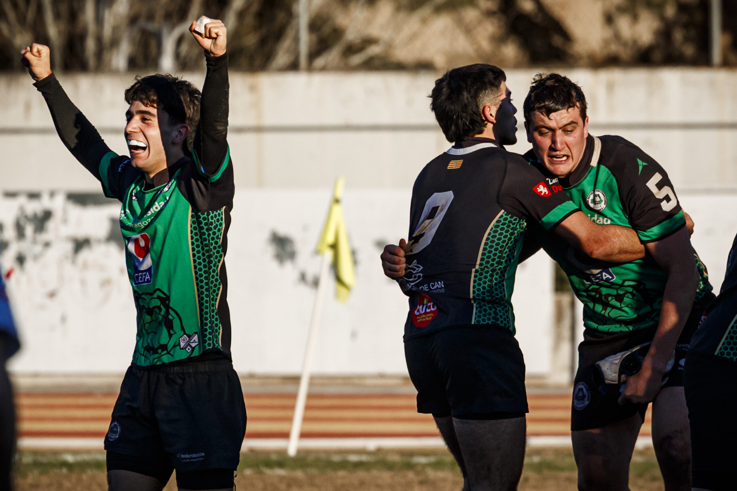 Fotos de rugby masculino correspondientes al partido de la jornada 11 de la Liga Aragonesa entre el CEFA Unizar y el Fénix.