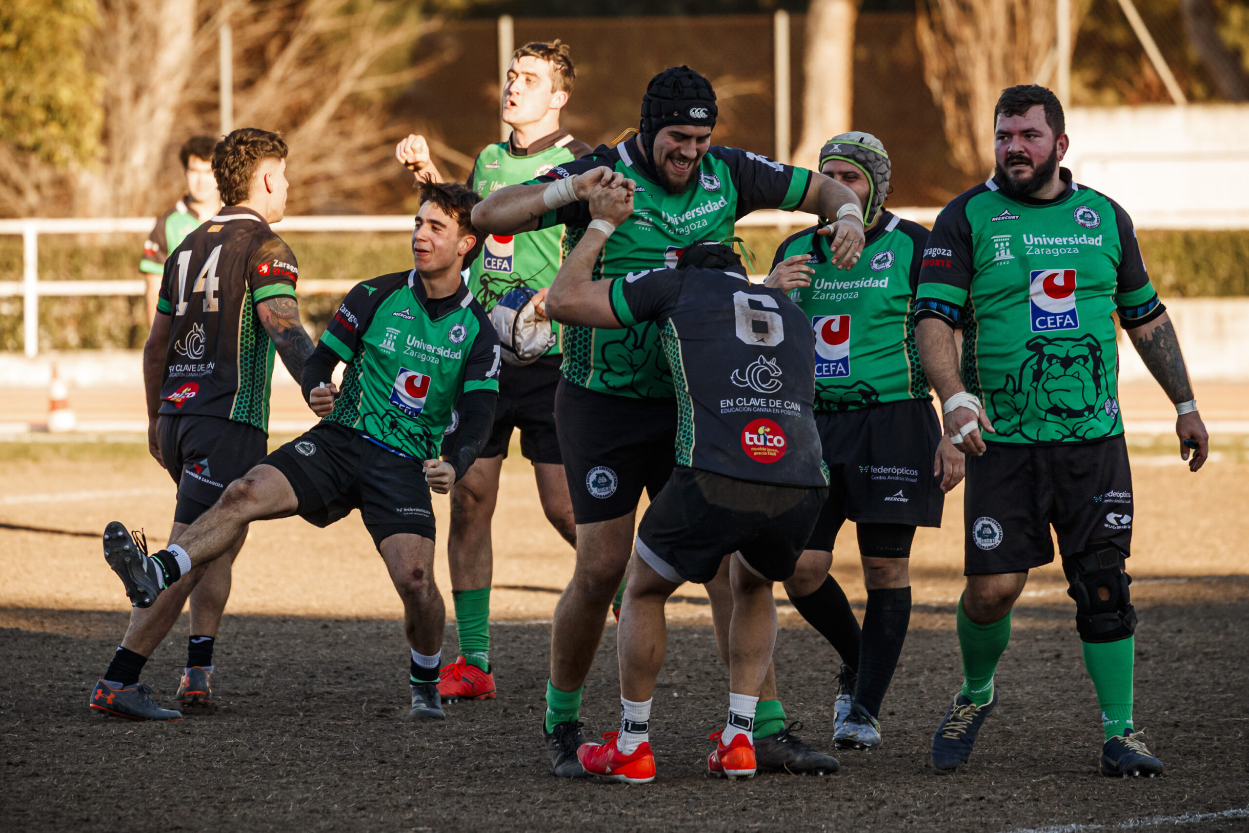 Fotos de rugby masculino correspondientes al partido de la jornada 11 de la Liga Aragonesa entre el CEFA Unizar y el Fénix.
