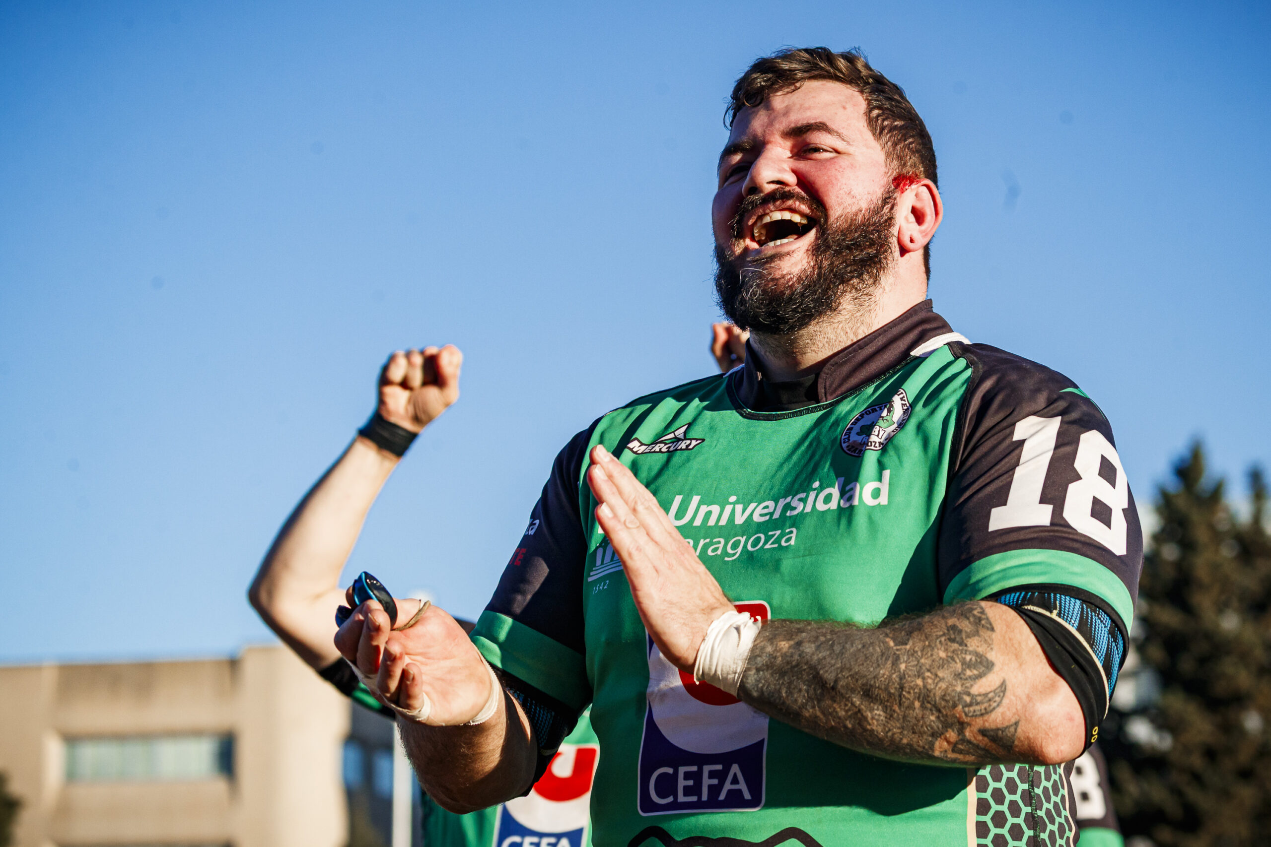 Fotos de rugby masculino correspondientes al partido de la jornada 11 de la Liga Aragonesa entre el CEFA Unizar y el Fénix.
