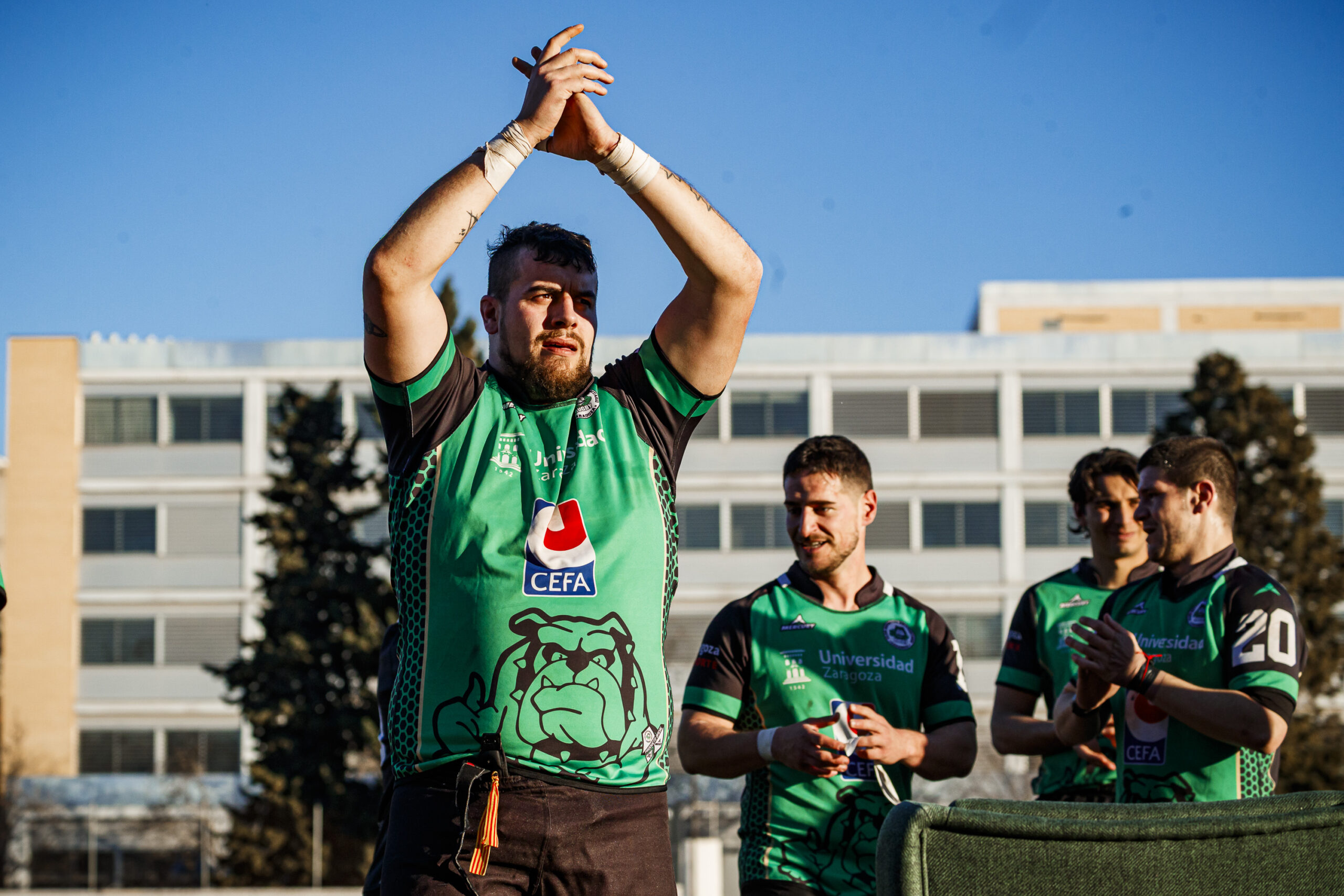 Fotos de rugby masculino correspondientes al partido de la jornada 11 de la Liga Aragonesa entre el CEFA Unizar y el Fénix.