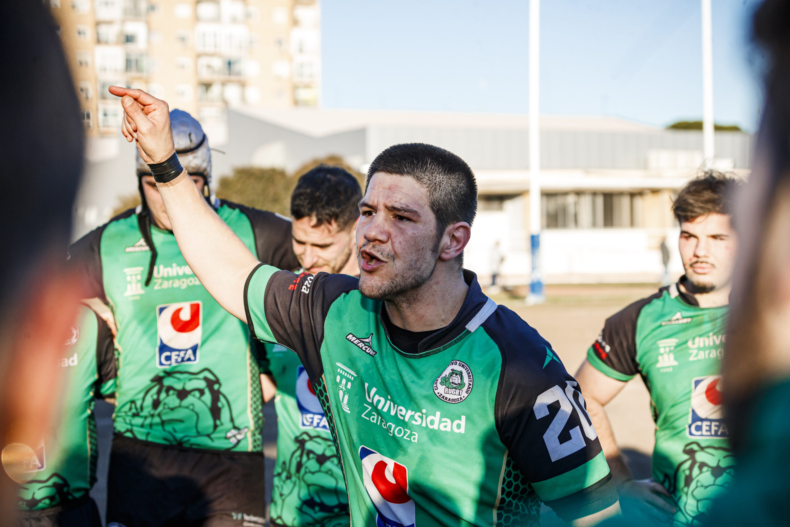 Fotos de rugby masculino correspondientes al partido de la jornada 11 de la Liga Aragonesa entre el CEFA Unizar y el Fénix.