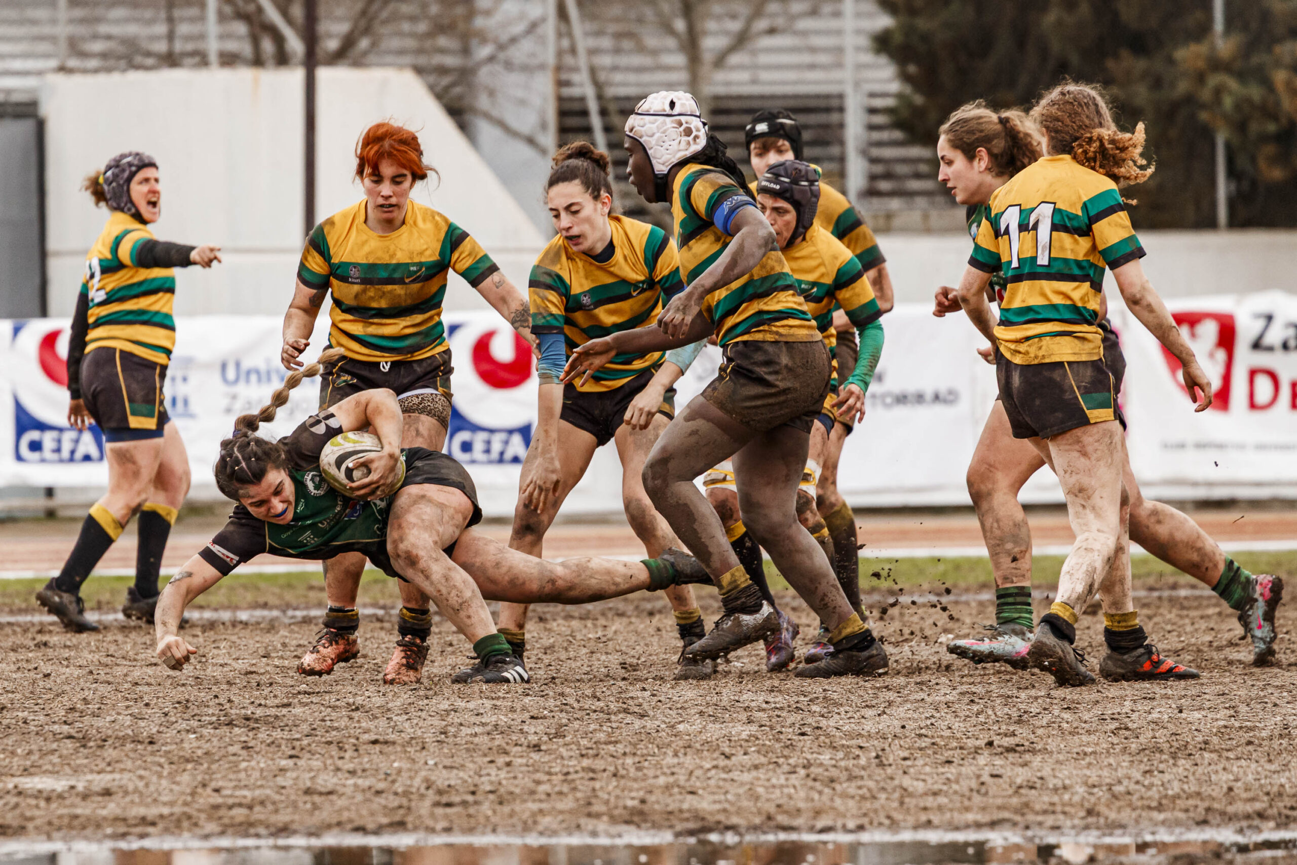 Imagenes correspondientes al partido de la jornada 9 de la DH Catalana de rugby femenino entre el CEFA Uniera y el INEF Lleida en el José Manuel J. Boix