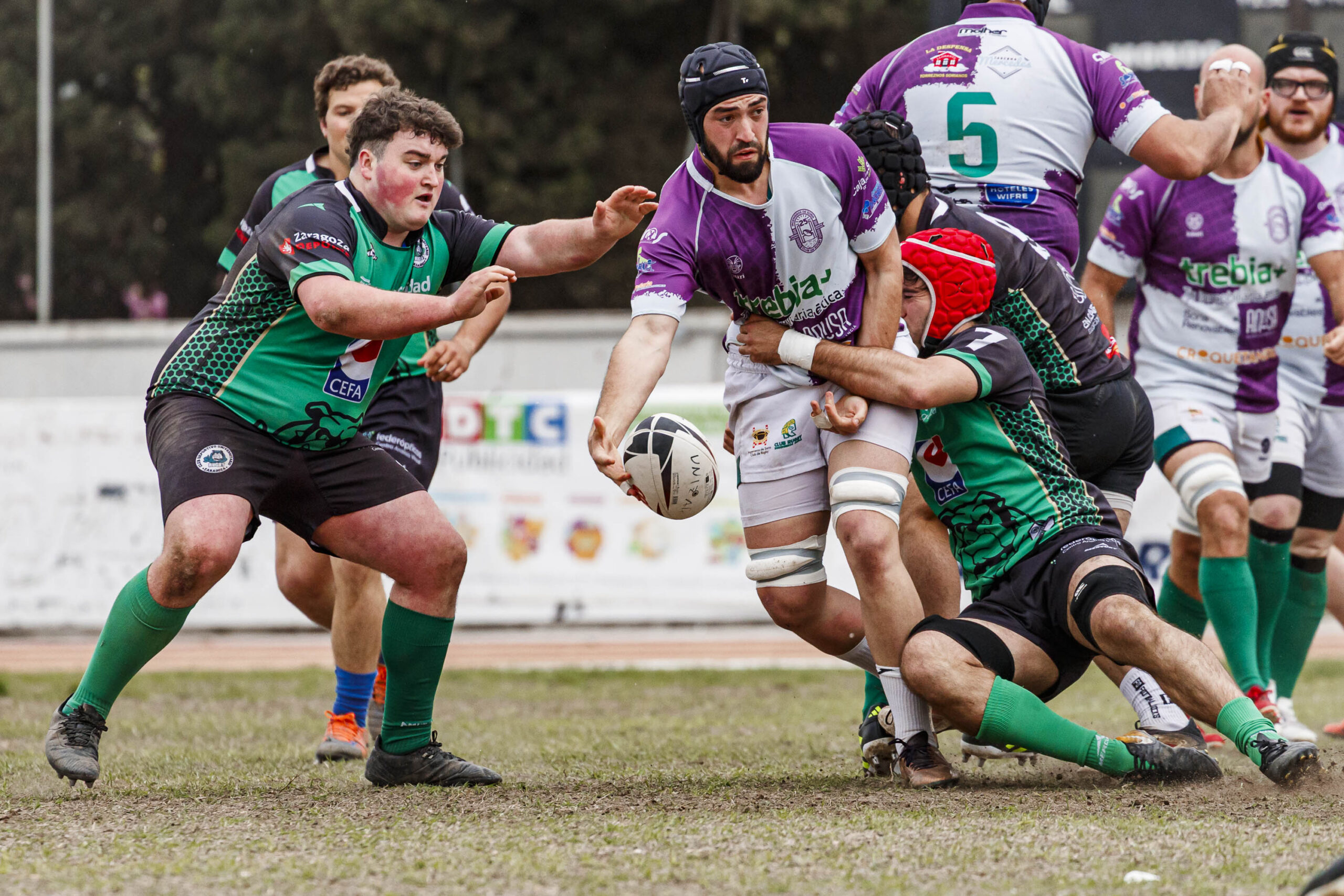 Partido correspondiente a las semifinales de la Liga Aragonesa de rugby masculino entre el CEFA Unizar e Ingenieros de Soria