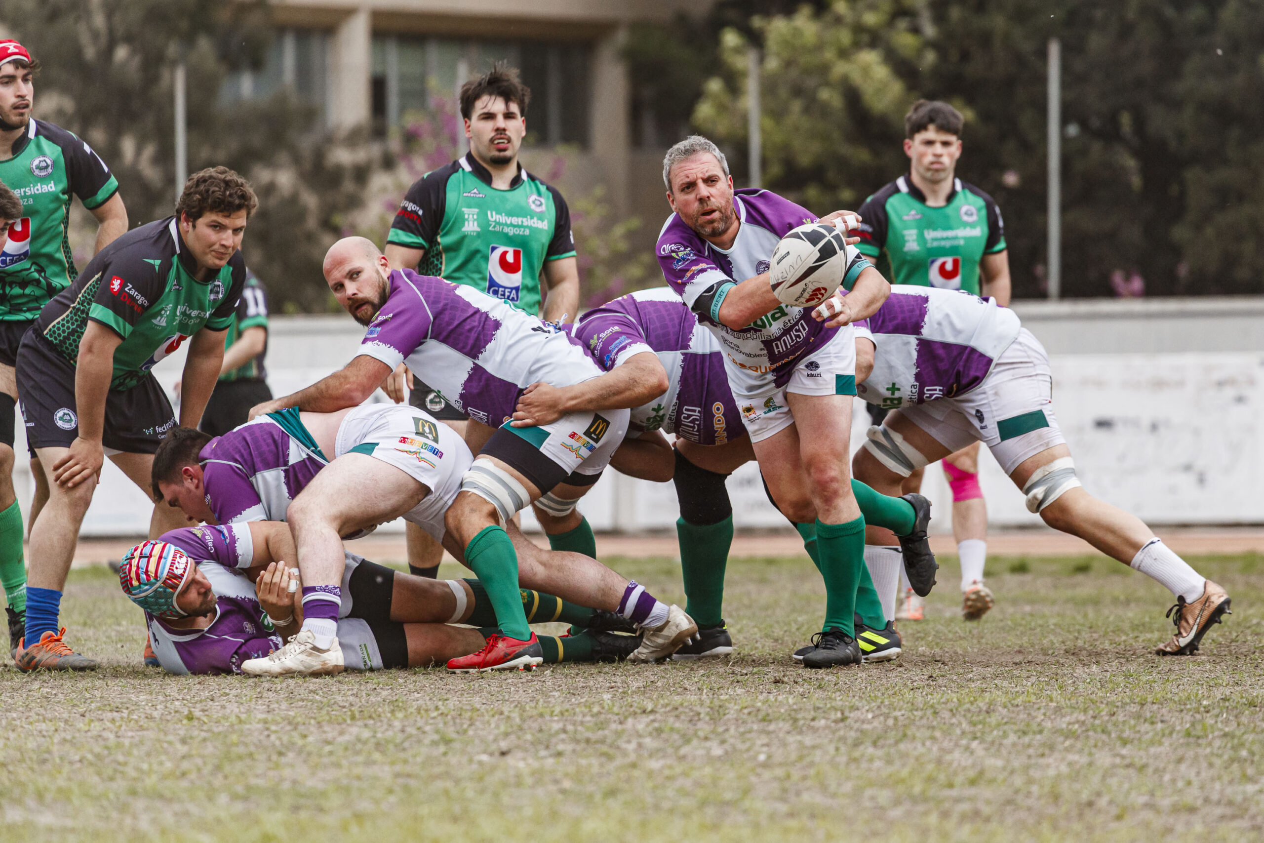 Partido correspondiente a las semifinales de la Liga Aragonesa de rugby masculino entre el CEFA Unizar e Ingenieros de Soria