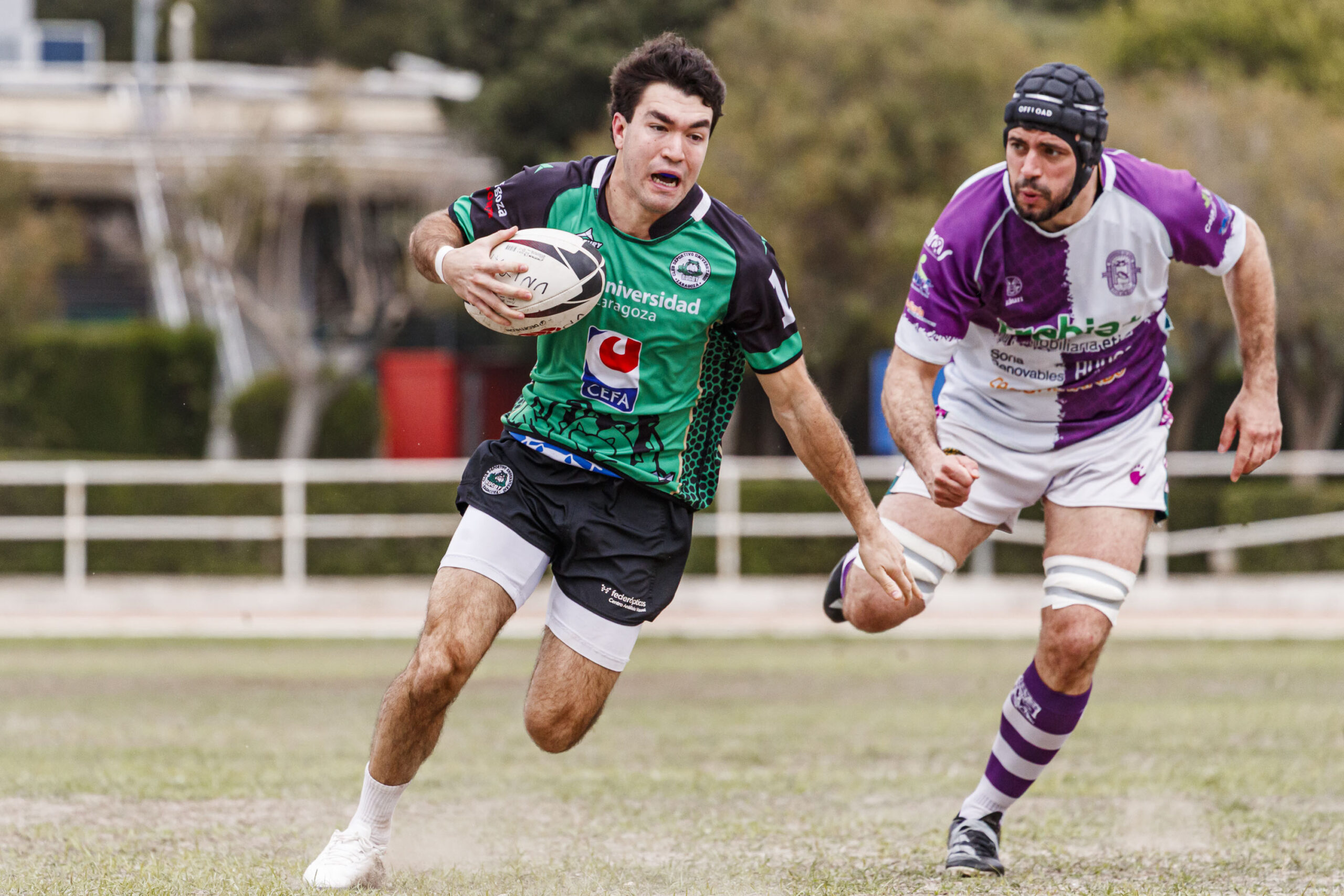 Partido correspondiente a las semifinales de la Liga Aragonesa de rugby masculino entre el CEFA Unizar e Ingenieros de Soria
