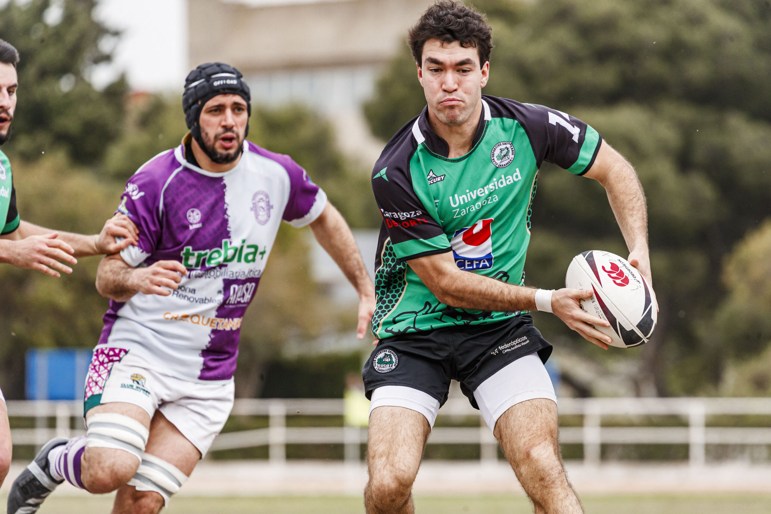 Partido correspondiente a las semifinales de la Liga Aragonesa de rugby masculino entre el CEFA Unizar e Ingenieros de Soria
