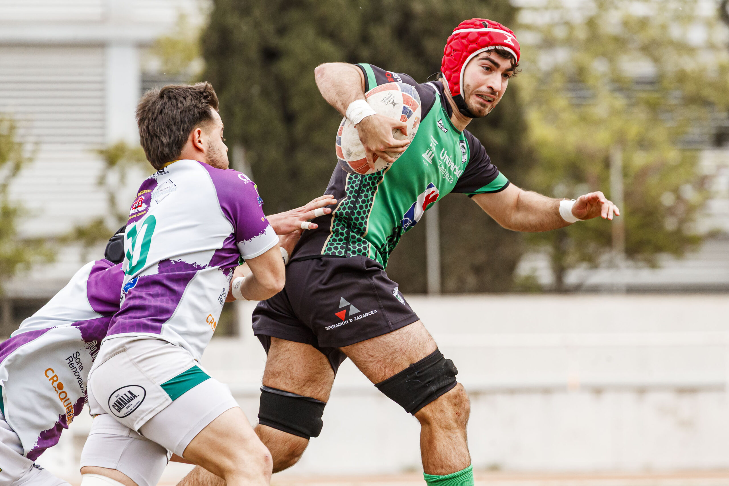 Partido correspondiente a las semifinales de la Liga Aragonesa de rugby masculino entre el CEFA Unizar e Ingenieros de Soria