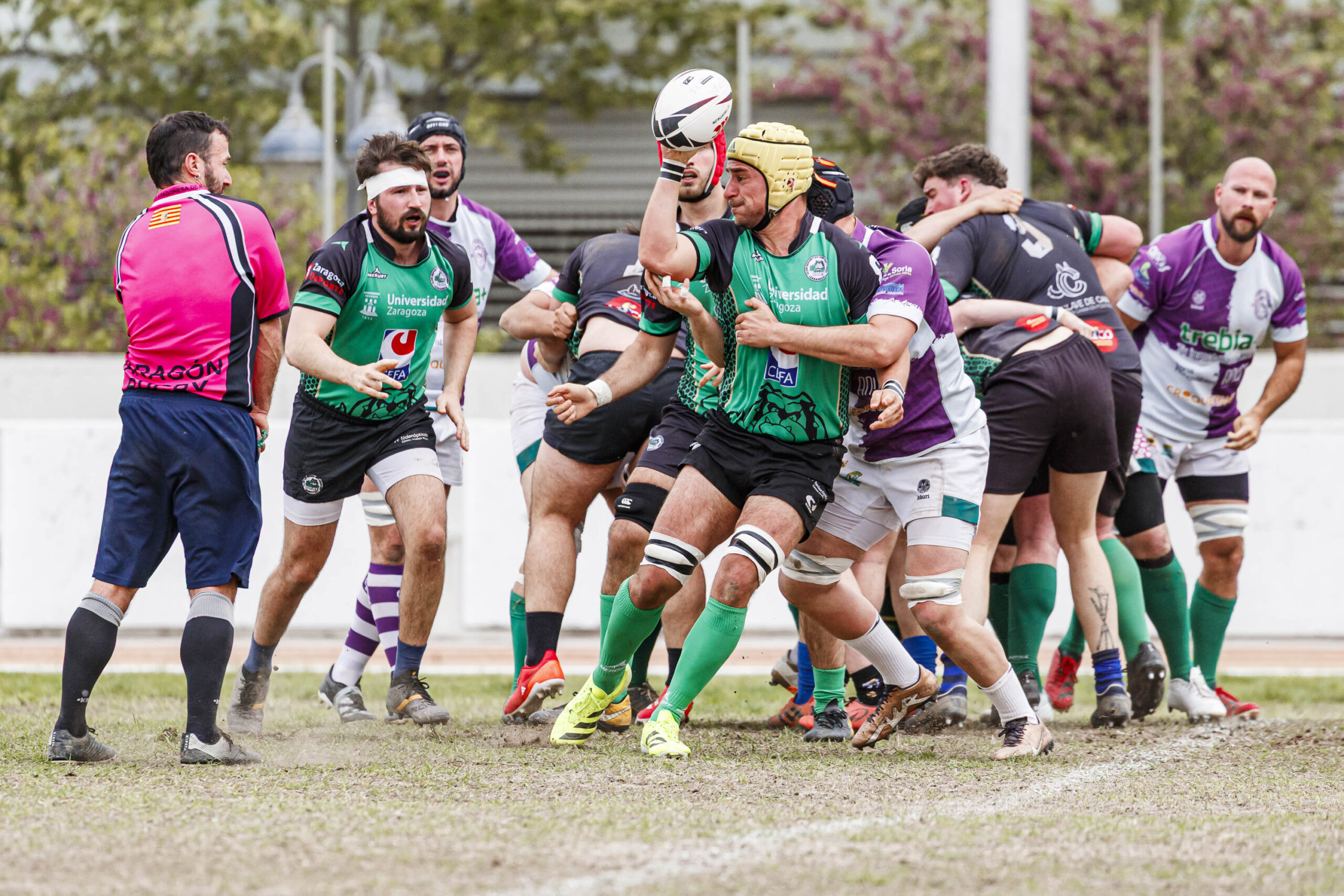 Partido correspondiente a las semifinales de la Liga Aragonesa de rugby masculino entre el CEFA Unizar e Ingenieros de Soria