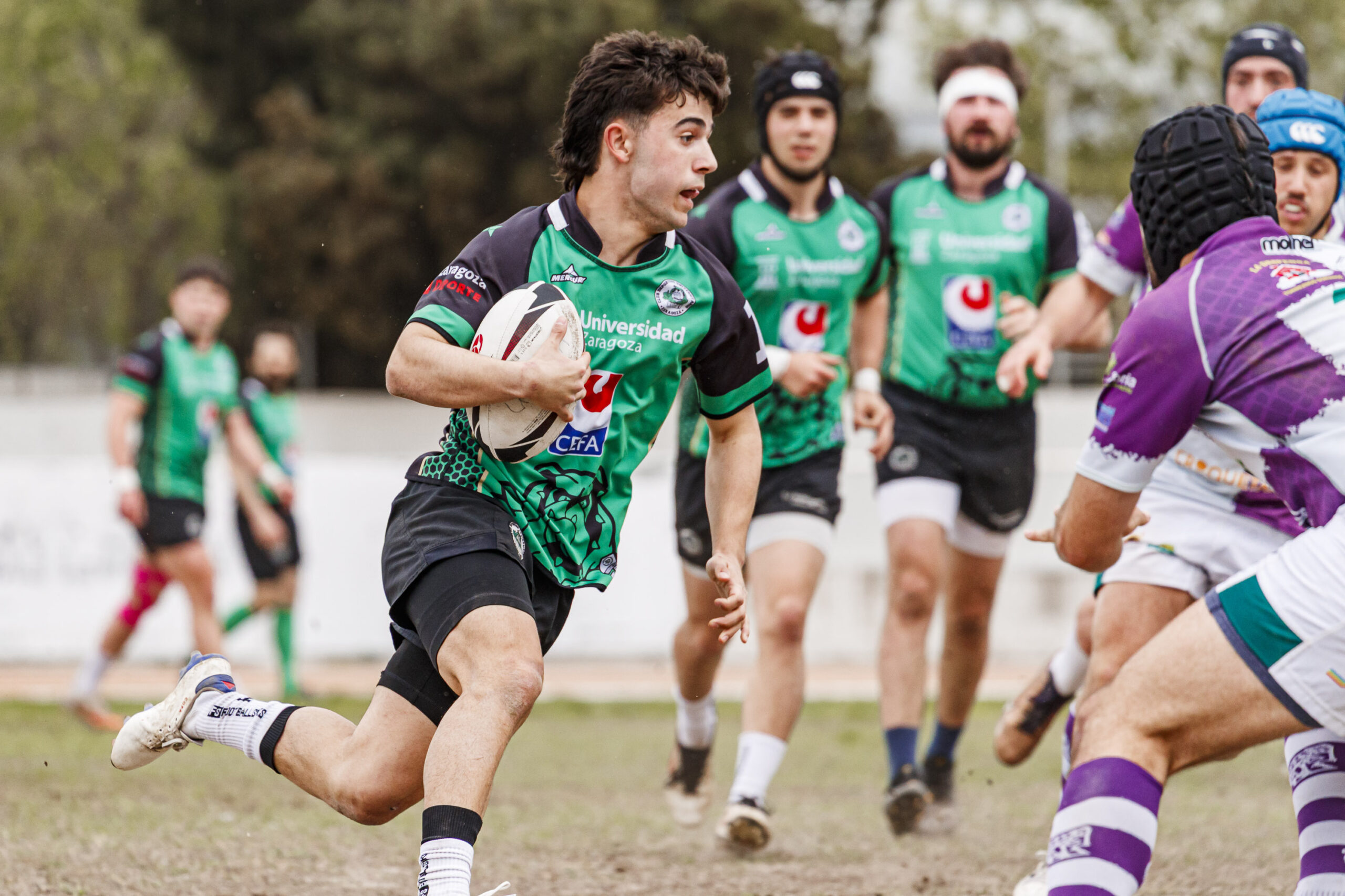 Partido correspondiente a las semifinales de la Liga Aragonesa de rugby masculino entre el CEFA Unizar e Ingenieros de Soria