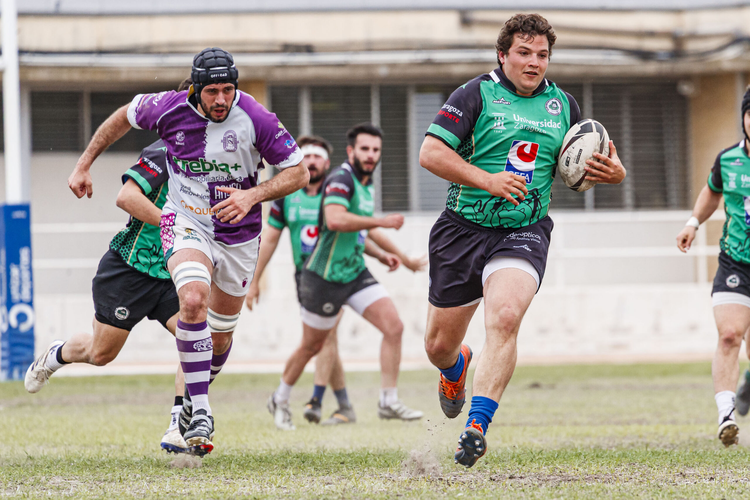 Partido correspondiente a las semifinales de la Liga Aragonesa de rugby masculino entre el CEFA Unizar e Ingenieros de Soria