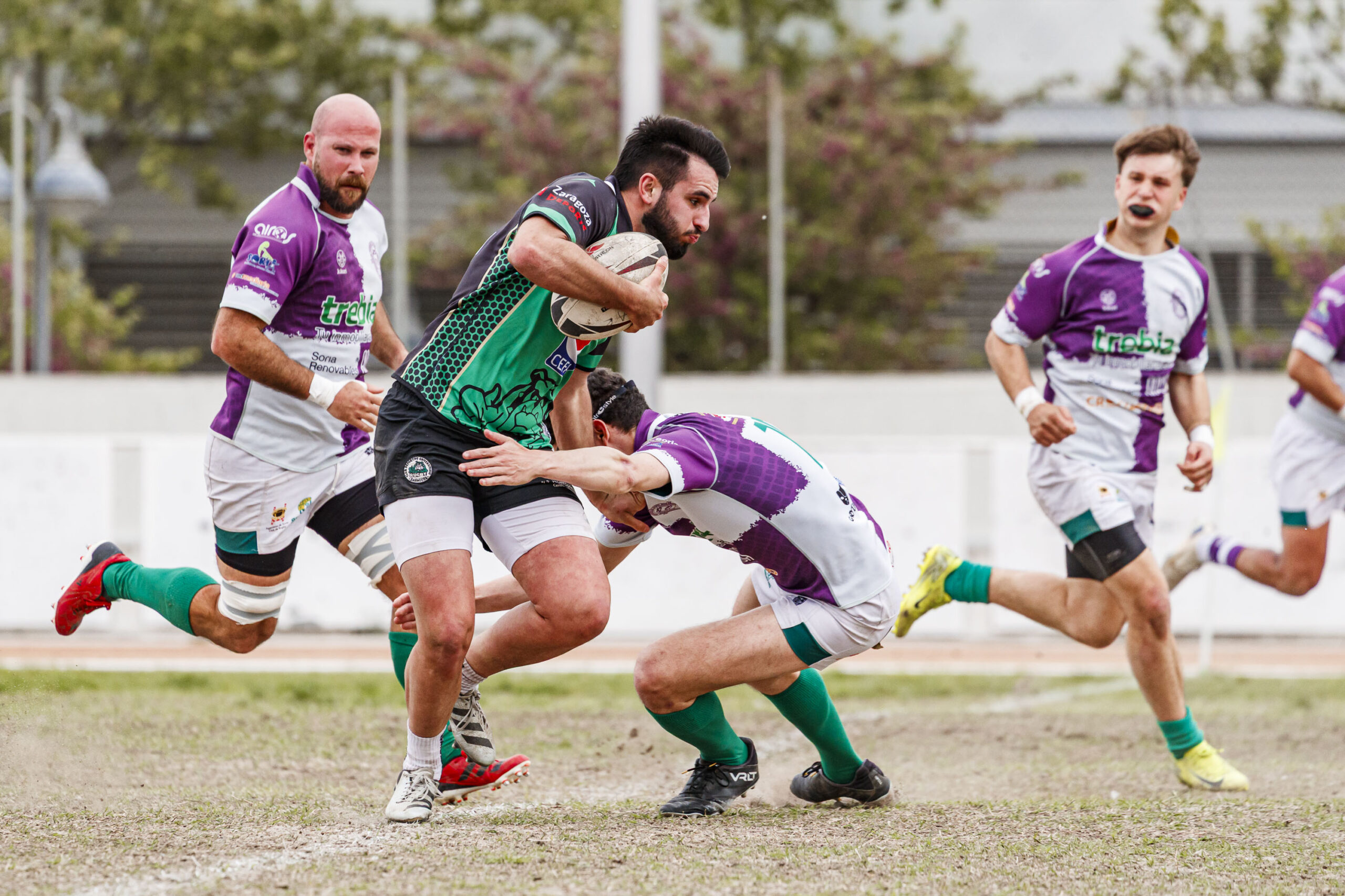 Partido correspondiente a las semifinales de la Liga Aragonesa de rugby masculino entre el CEFA Unizar e Ingenieros de Soria