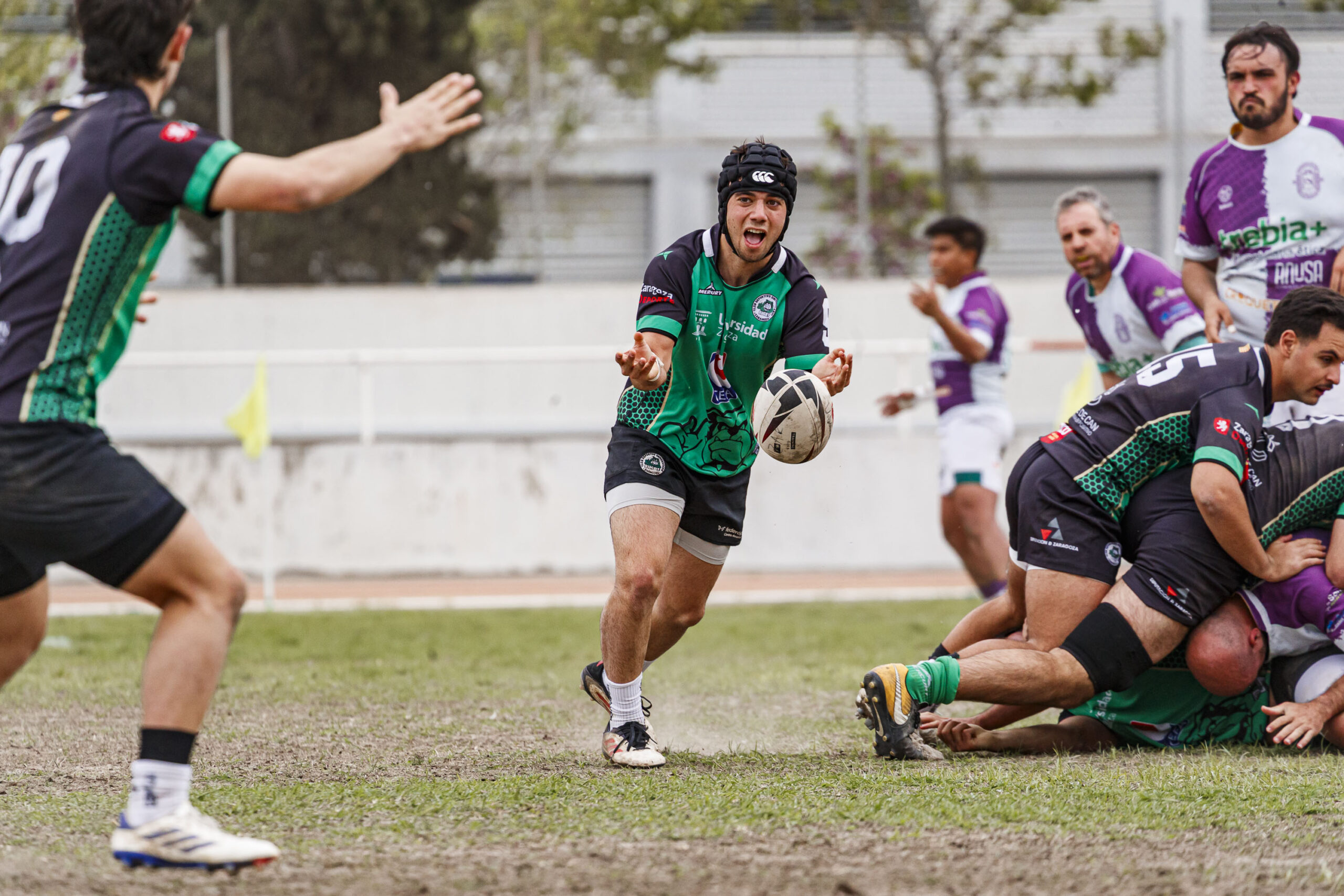 Partido correspondiente a las semifinales de la Liga Aragonesa de rugby masculino entre el CEFA Unizar e Ingenieros de Soria