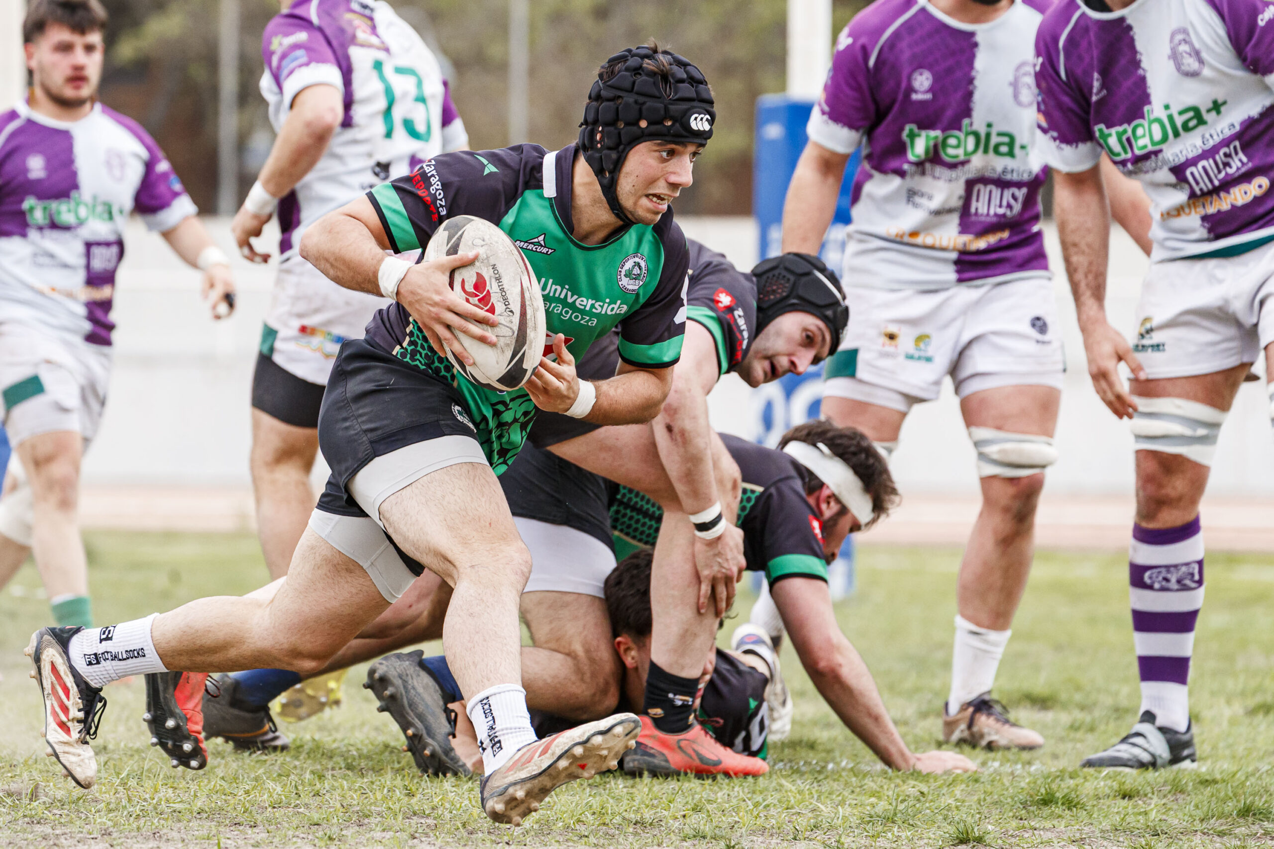 Partido correspondiente a las semifinales de la Liga Aragonesa de rugby masculino entre el CEFA Unizar e Ingenieros de Soria