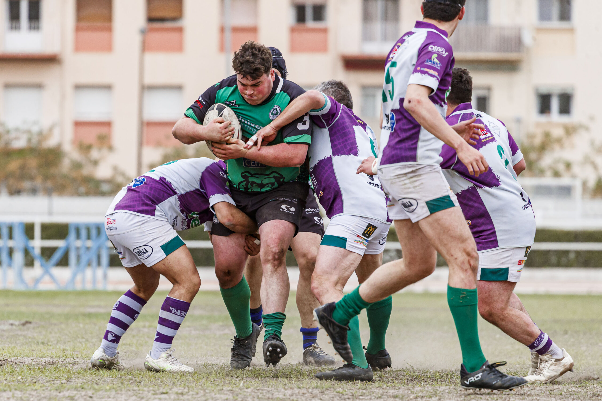Partido correspondiente a las semifinales de la Liga Aragonesa de rugby masculino entre el CEFA Unizar e Ingenieros de Soria