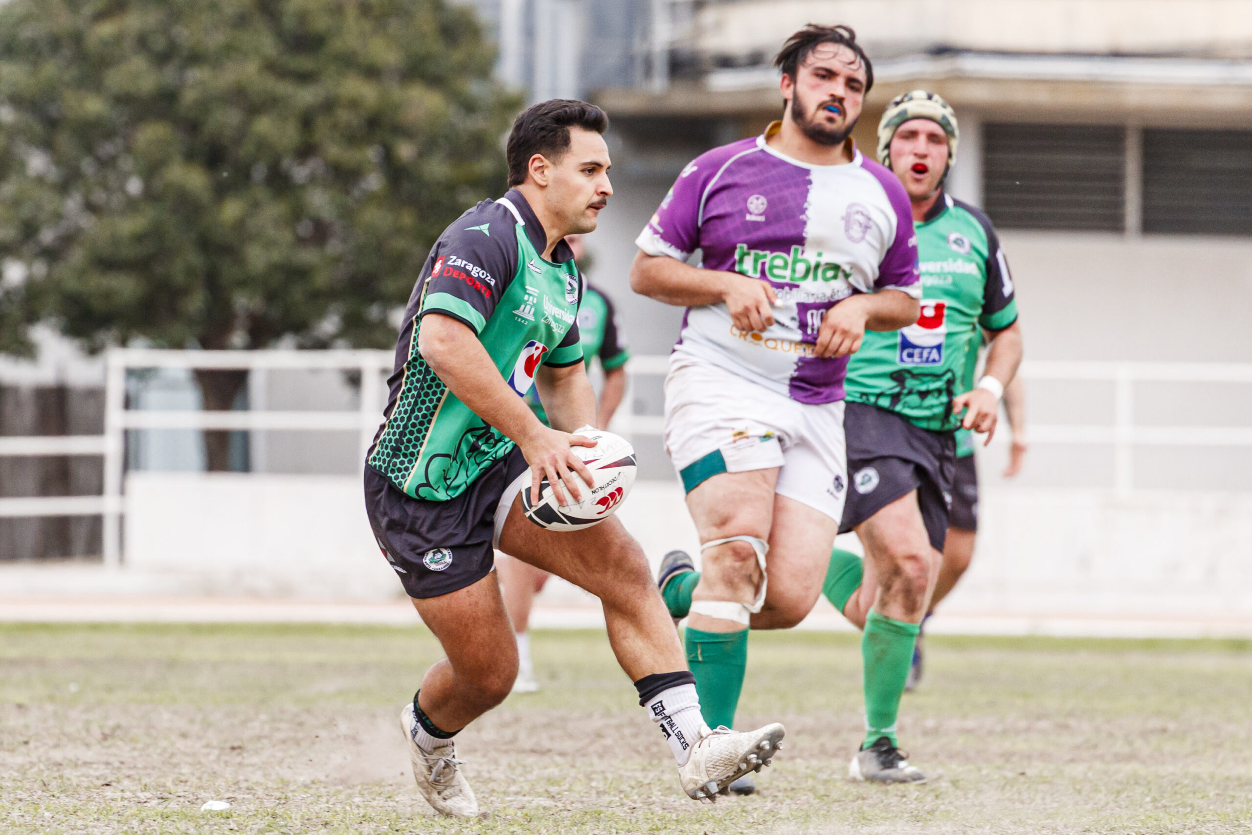 Partido correspondiente a las semifinales de la Liga Aragonesa de rugby masculino entre el CEFA Unizar e Ingenieros de Soria