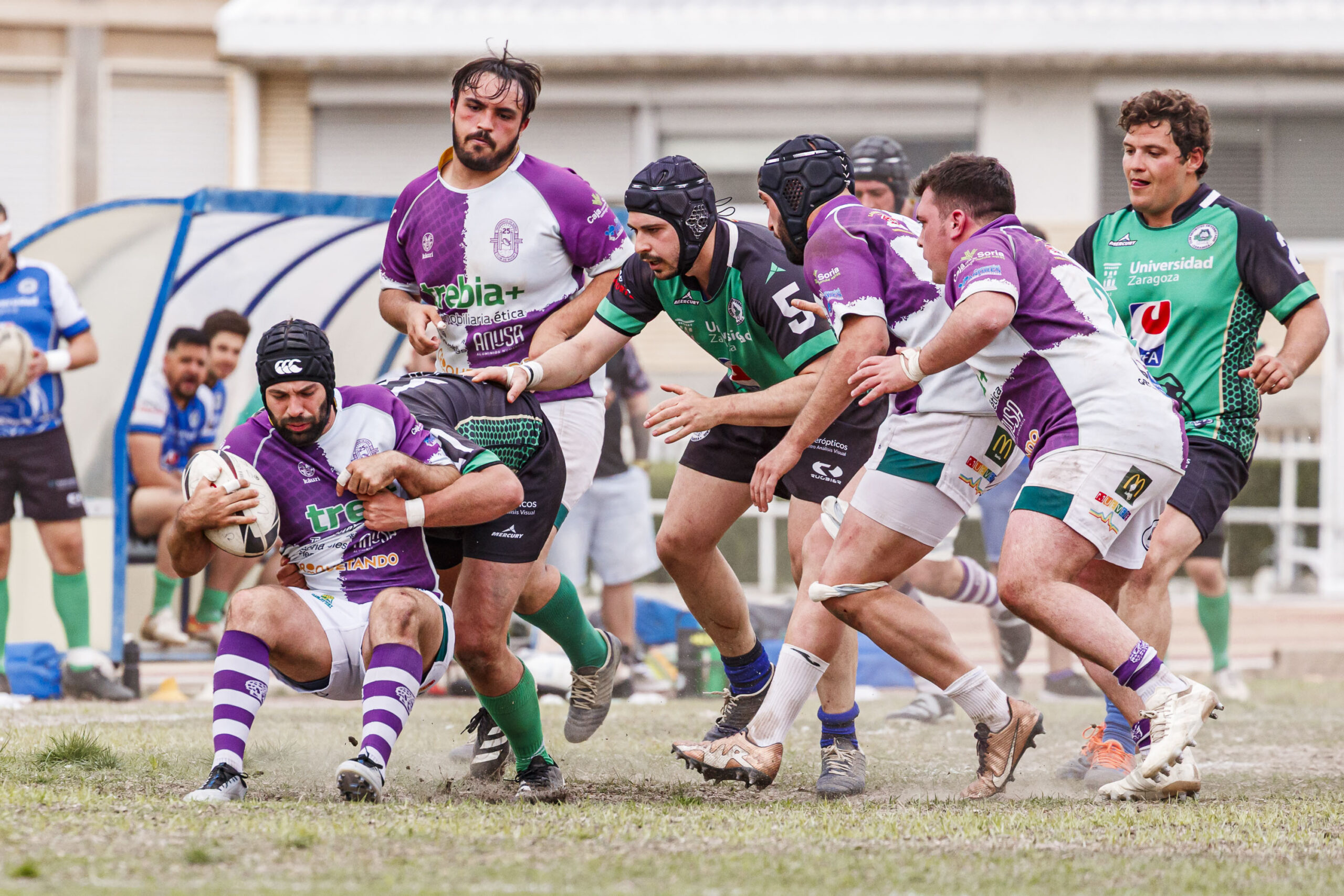 Partido correspondiente a las semifinales de la Liga Aragonesa de rugby masculino entre el CEFA Unizar e Ingenieros de Soria